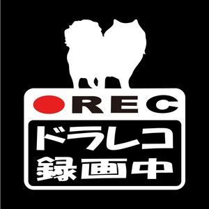 ポメラニアン　ドラレコステッカー　ドラレコ　ドライブレコーダー　ステッカー　カッティングシート　REC　撮影中　搭載車　車載カメラ　あおり運転防止　防犯　車上荒らし　ペット　愛犬　犬　かわいい　シンプル　防水　耐水