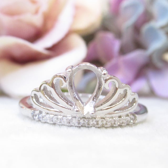 7×5㎜ ドロップ フレア ティアラ S925 リング台 SV