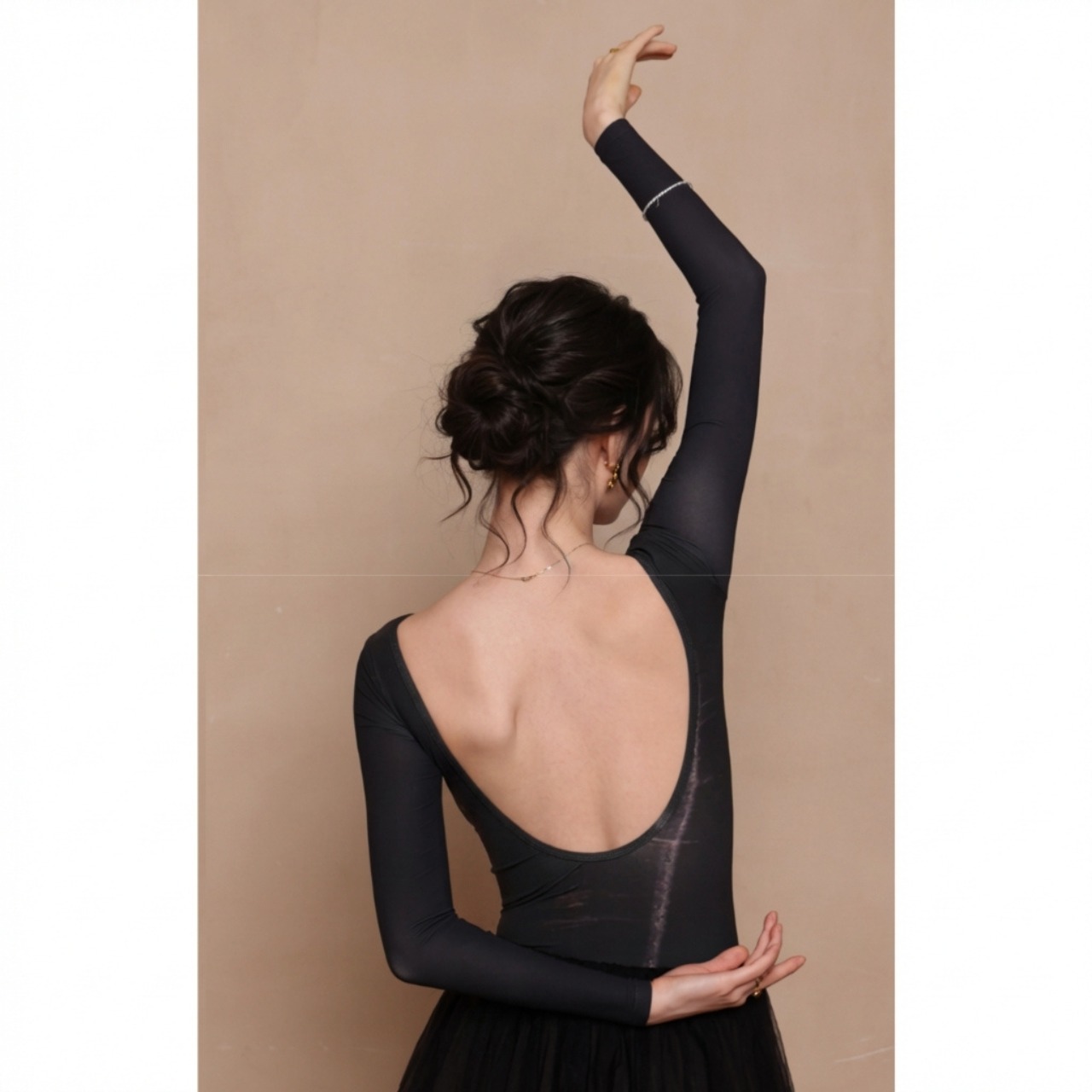 ボートネック アートブラック レオタード L1380