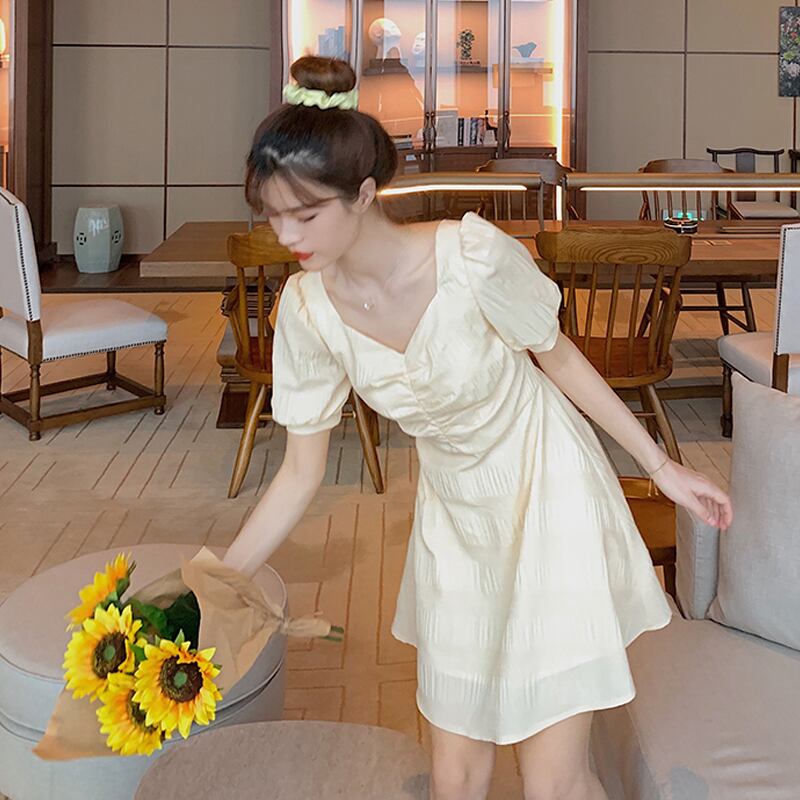 スタンダードVネックシフォンスカート サマースタイル薄手ドレス レディース レトロ 夏物 試着室58721093951