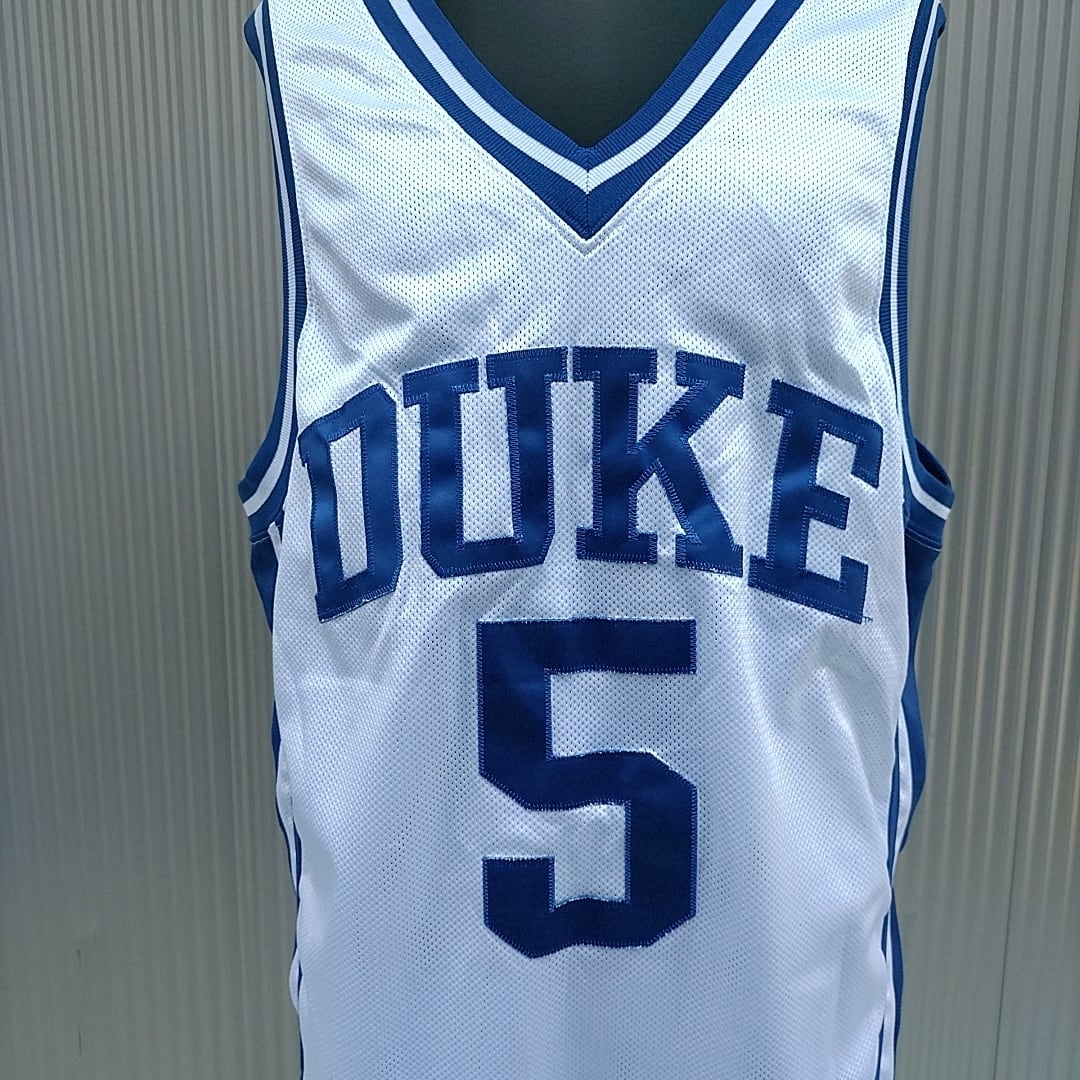 【90s/USA製/2pac着】美品/ナイキNIKE/ビンテージ/ヴィンテージ/古着/Vネック/デューク大学/DUKE/NCAA/ブルーデビルズ/Blue  Devils/バスケ/メッシュ/ユニフォーム/タンクトップ/ゲームシャツ/44/L/白×青/P07091/