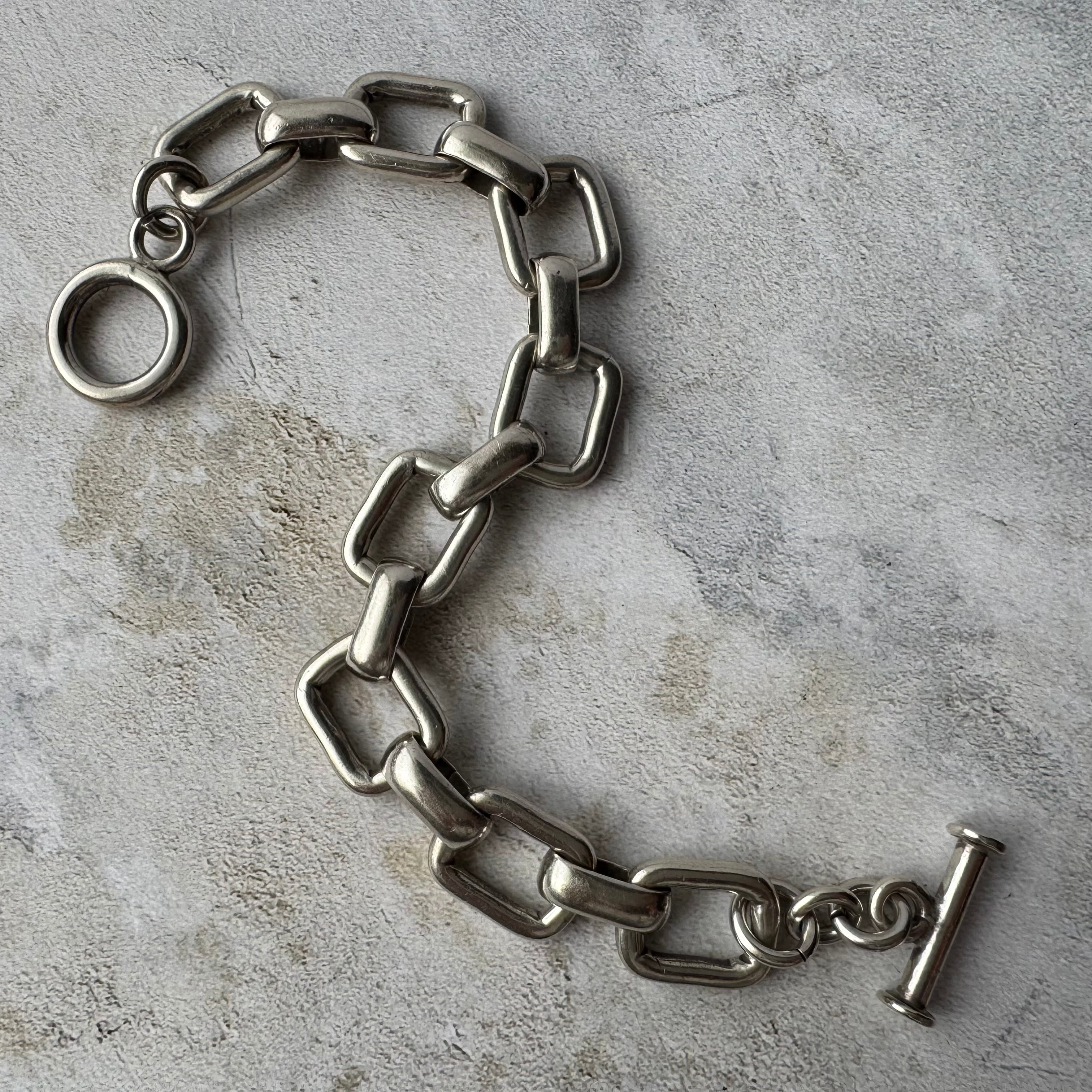 Vintage Heavy Square Link Bracelet Silver925 Made in USA