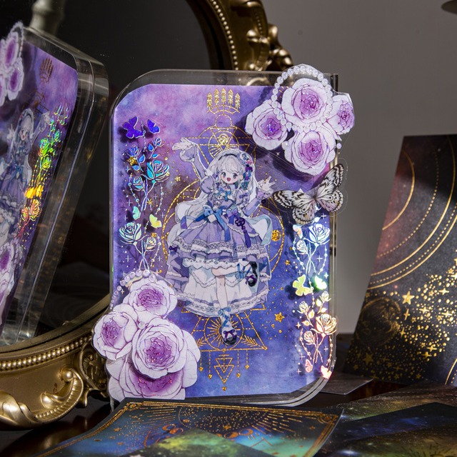 魔法の箔押し和紙シールセット　10枚入り　星光魔法（Starlight Magic）シリーズ【美好的一天(have a good day)】[HG-14s]