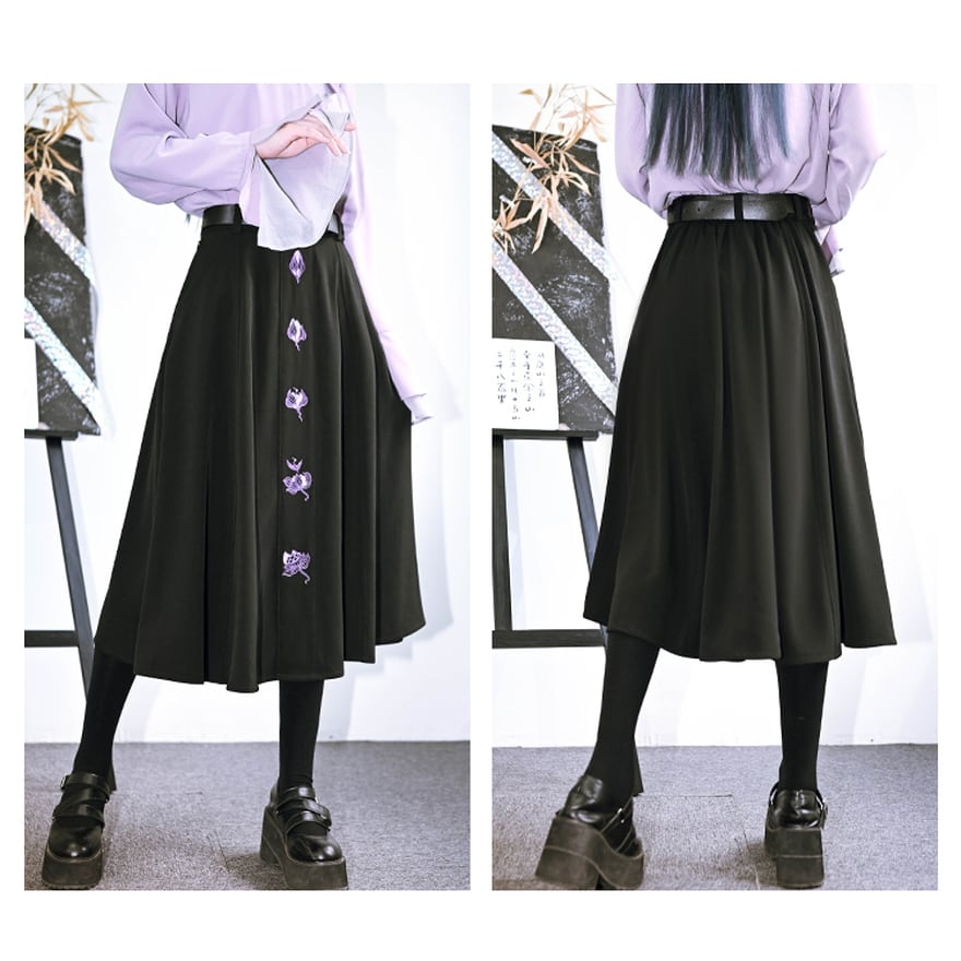 ゴスロリ通販 With U ゴスロリ服 古怪舎 スカート ハイウエスト フレア