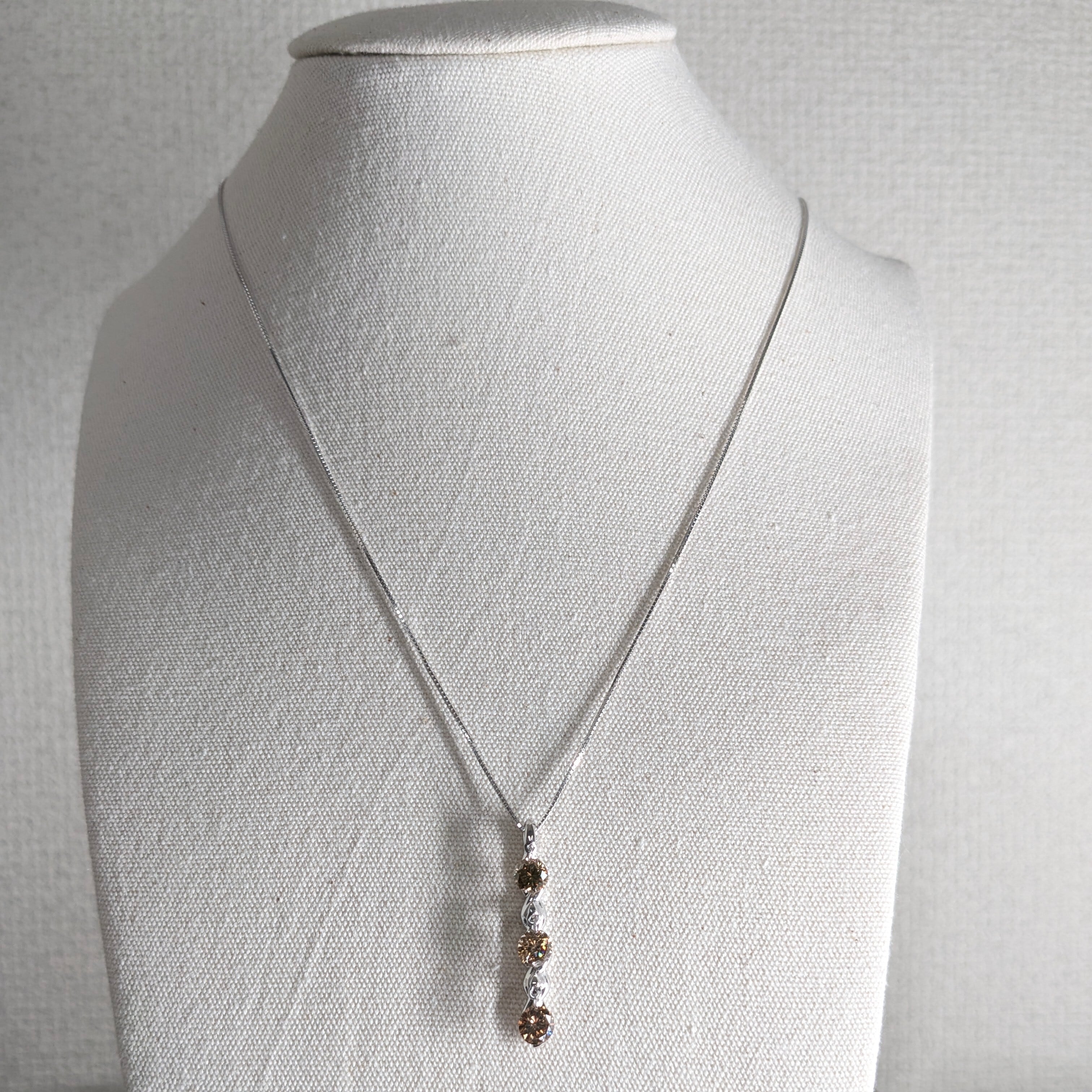K18WGダイヤネックレス ブラウンダイヤモンド 合計 1.63ct 【PRO207680
