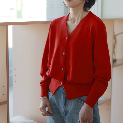 LOWER（ローヴァー）スーパーエクストラファインメリノ　 Vネック カーディガン