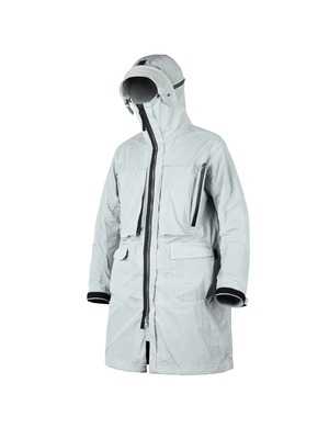 INCONSTANT J73 メタリックナイロン モジュラーフーデッドロングコート