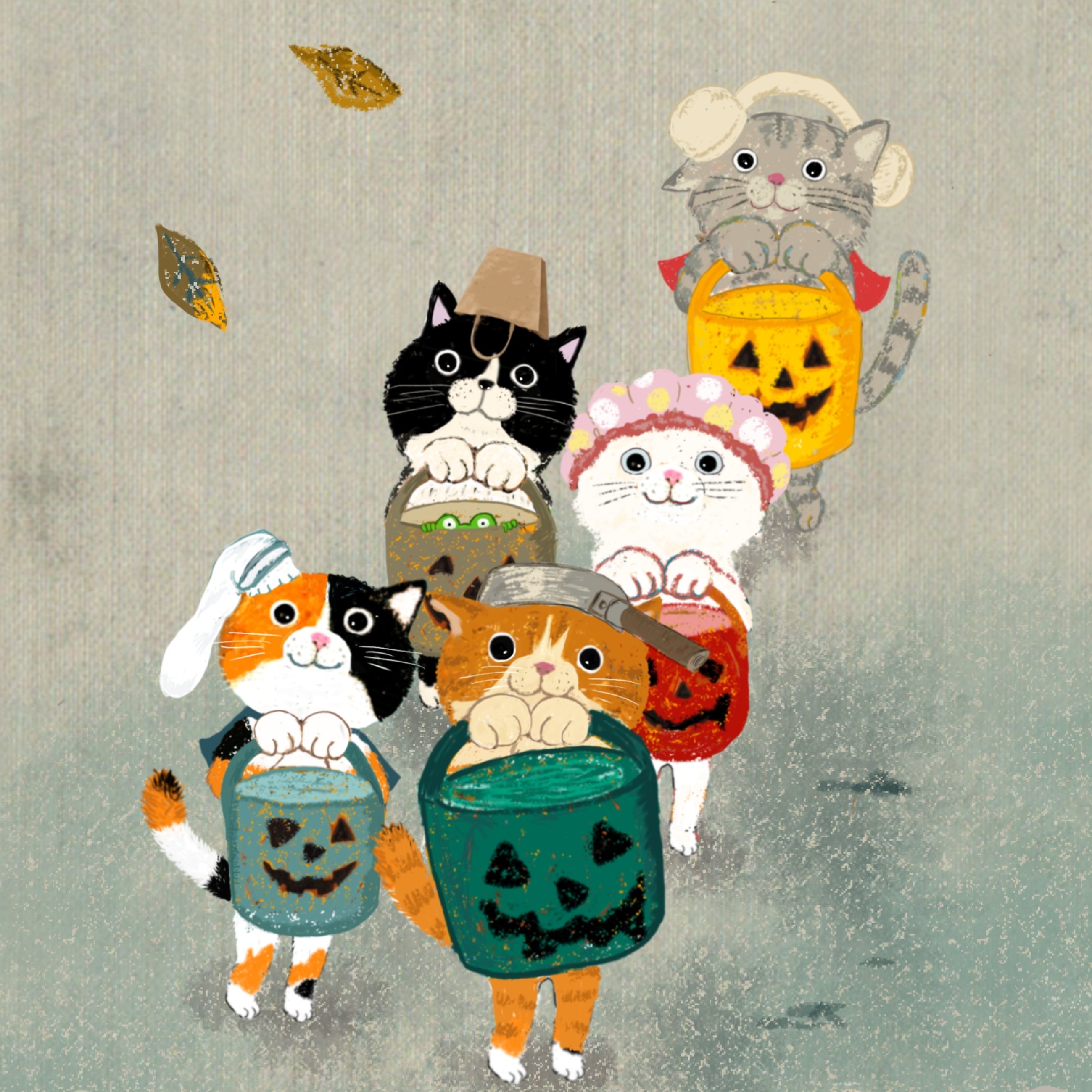 こねこたちの はじめてのハロウィン｜ブックカバー＋栞にもなるポストカード2枚セット