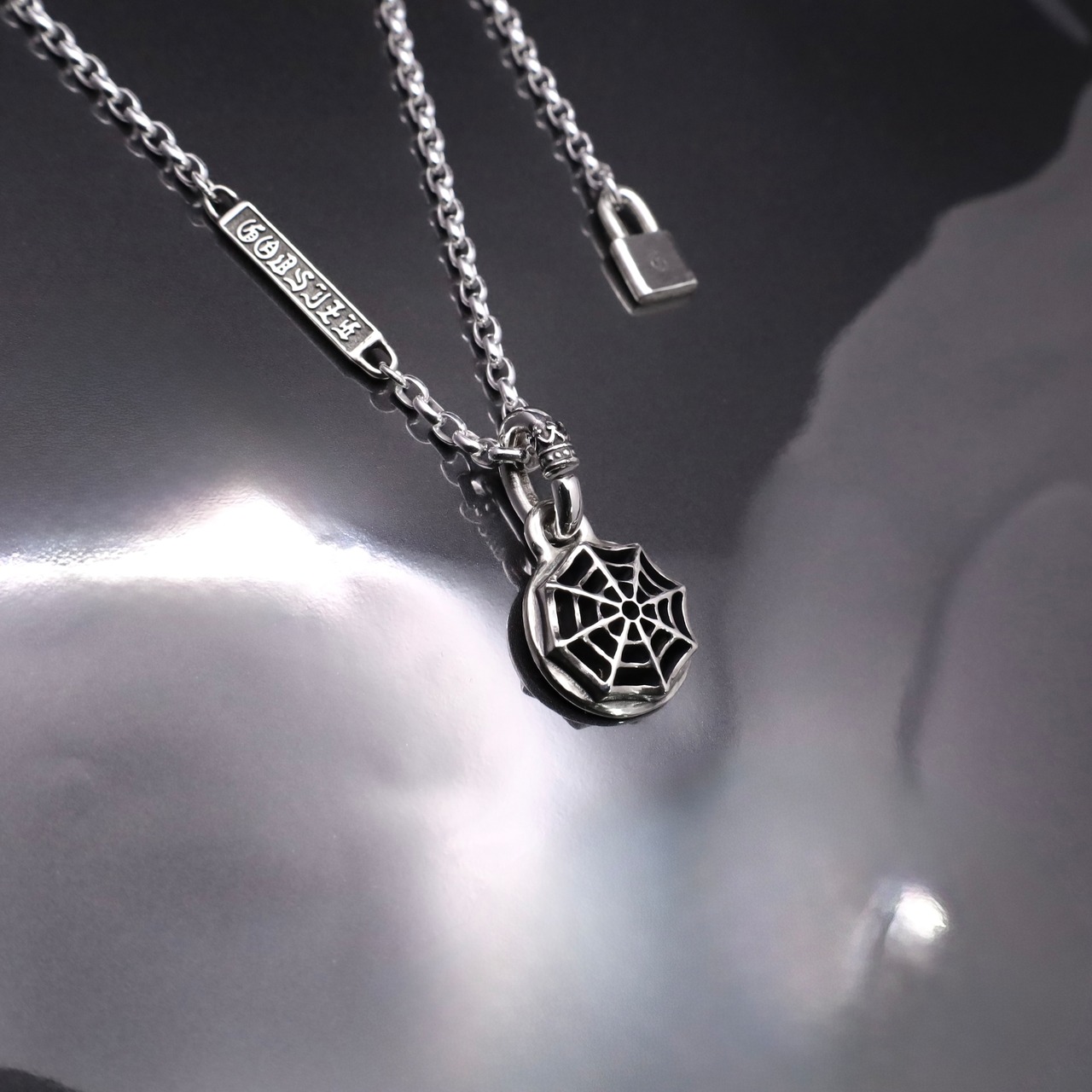 SPIDER WEB NECKLACE #1 with GODSIZE® I.D. TAG / スパイダーウェブ ゴッドサイズ® I.D.タグネックレス