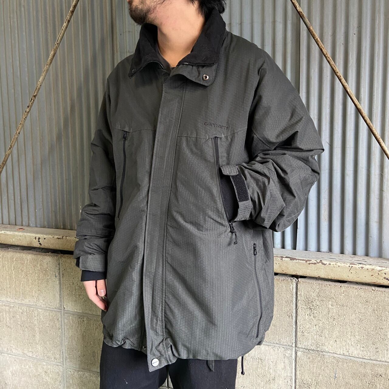 ビッグサイズ Carhartt カーハート ハニカムリップストップ ナイロンジャケット メンズ2XL相当 古着 フリースライナー ワークジャケット  グレー 灰色 大きいサイズ 【ナイロンジャケット】【AN20】 | cave 古着屋【公式】古着通販サイト