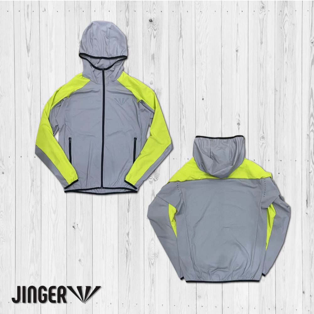 JINGER】ユニセックス フーデッドランニングジャケット【J-3004/GRY