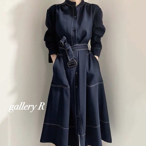 発送３月初旬　２WAY　★ワンピース　デニム調　ワンピース　前開き★　S　M　L