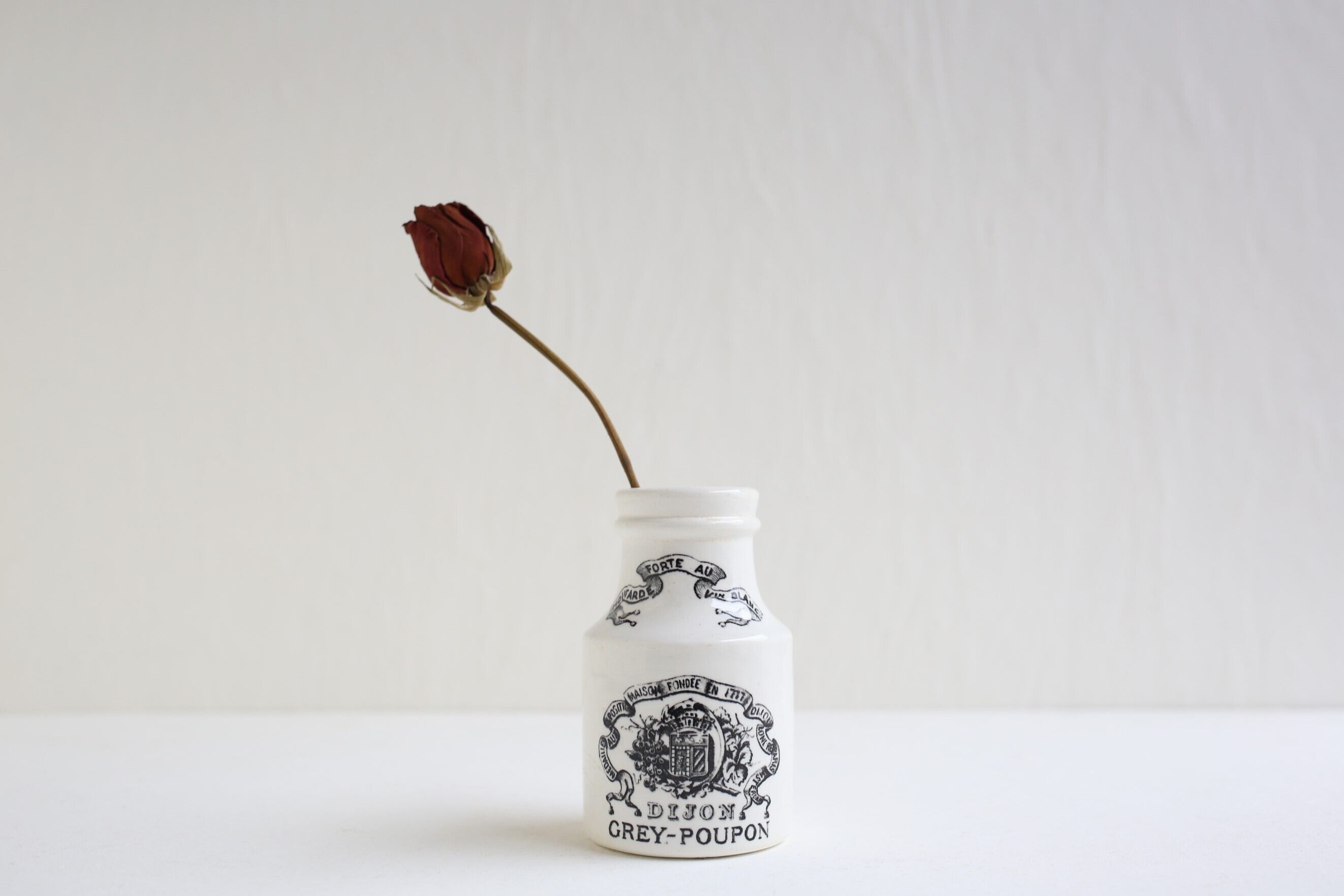 フランス アンティーク ヴィンテージ サルグミンヌ DIGOIN&SARREGUEMINES 『GREY POUPON』 マスタードポット N-01354