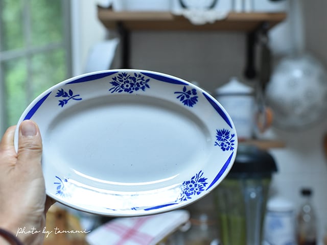 フランスアンティークヴィンテージリュネヴィルブループレートジュイ柄