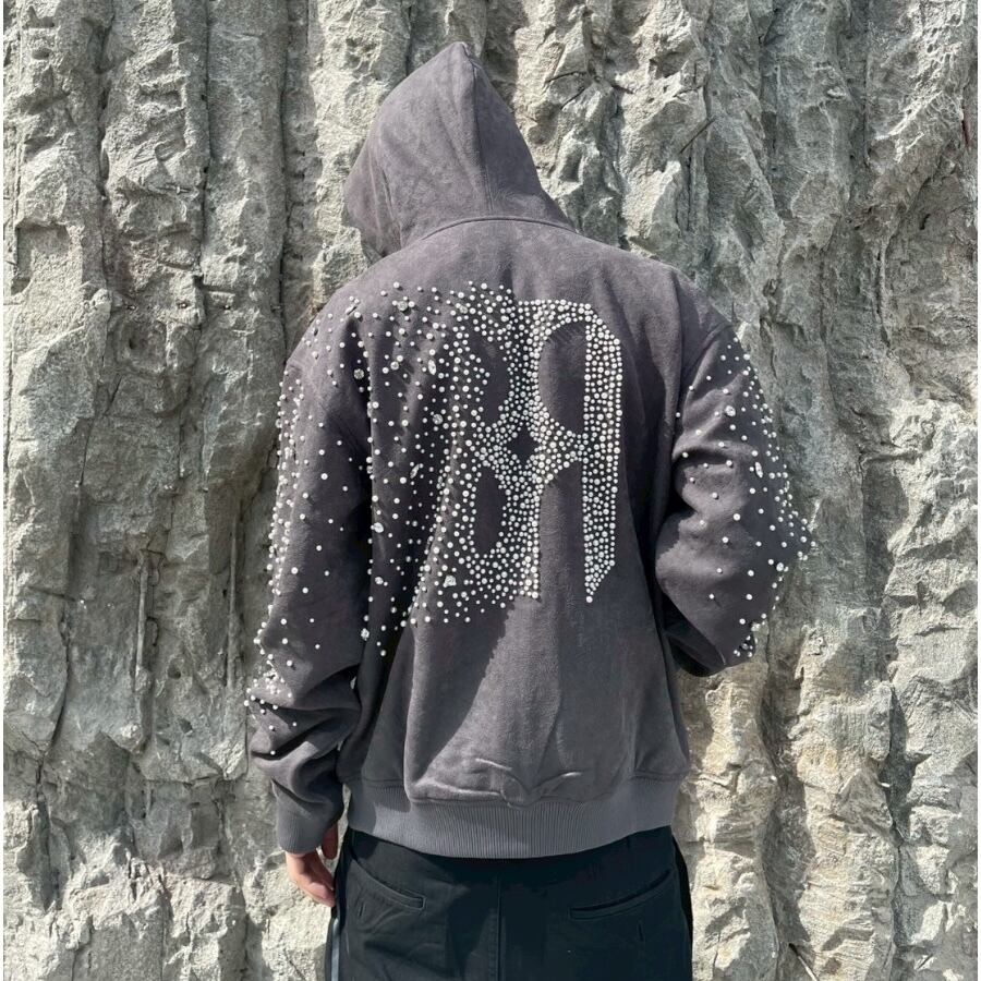 Birth Of Royal Child】Cashew Blossom Pearl Zipper Hoodie | AYIN