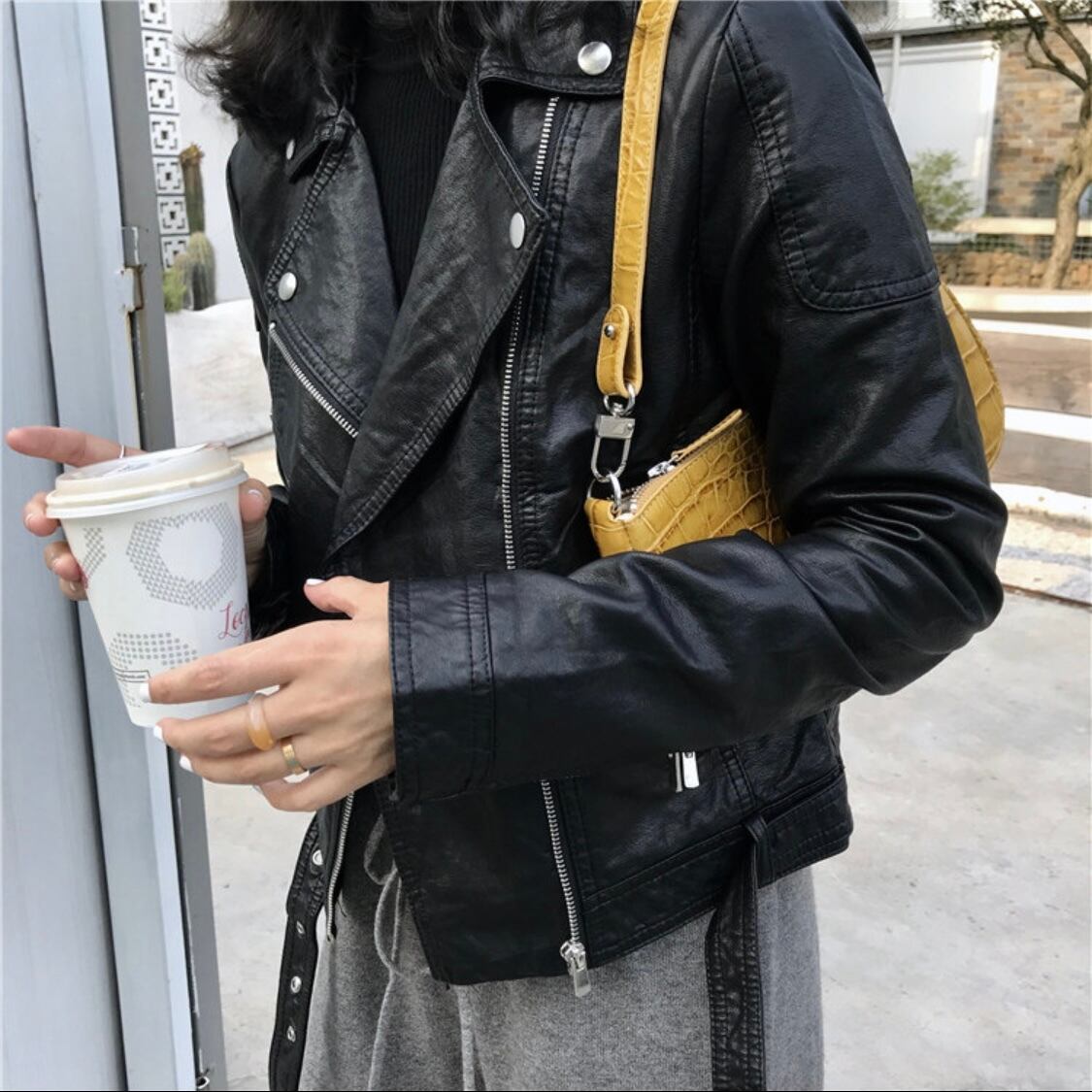 値下げ!美品▪️ミュウミュウ▪️ムートンライダースジャケット▪️黒