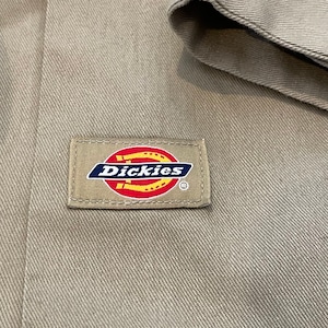 【Dickies】ワークシャツ 無地 長袖シャツ ベージュ Lサイズ ディッキーズ US古着