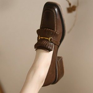 タッセル＆メタルバックルスクエアローファー W10312