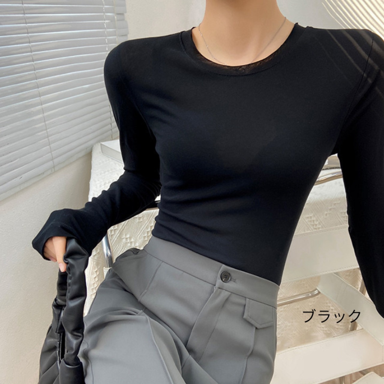 クルーネック 長袖Tシャツ  5col  00061・画像2