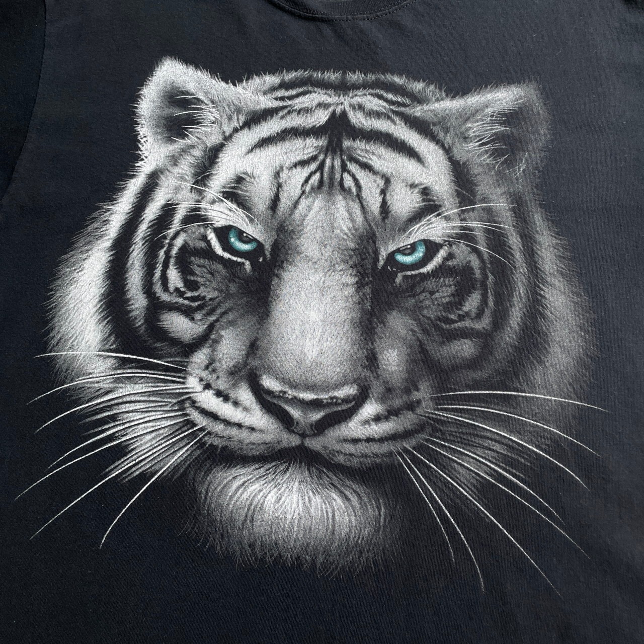 DOM トラ 虎 アニマル プリントTシャツ メンズL 古着 動物 ホワイト 