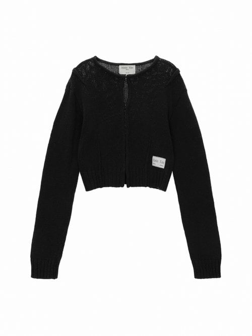 Matin Kim ブラック ニット カーディガン MATIN KIM] HOOK KNIT CARDIGAN IN BLACK | もごつ