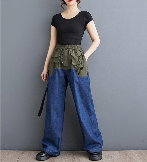 大きいサイズ レディース パンツ　ウエストゴム　春夏 秋 新品 カーキ