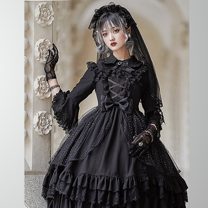 ゴスロリ 薔薇少女 ドレス レース レイヤード ダークゴシック