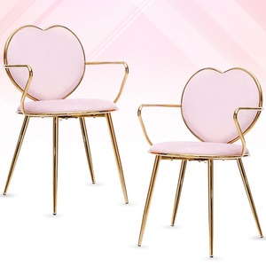 【2脚セット】velvet heart gold frame chair 2colors / ベルベット ハート ゴールドフレーム チェア カフェ 椅子 韓国家具