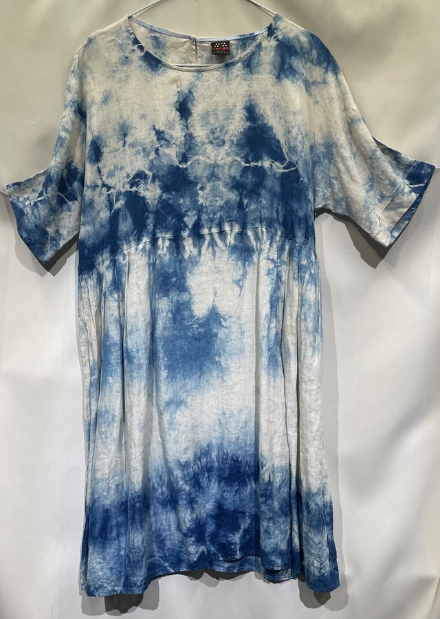 藍染かぶりワンピース/半袖/綿/M[aiw603-145]送料無料