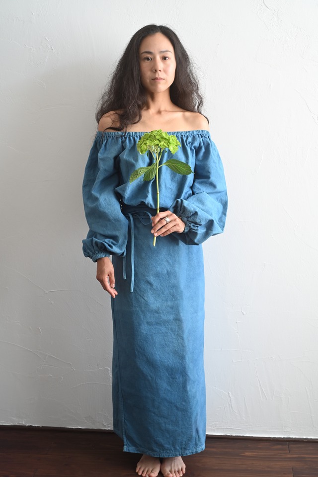 Indigo Dyed Wrap Skirt