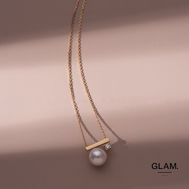 パール&ジルコニア エレガントネックレス ゴールド | glamofficial