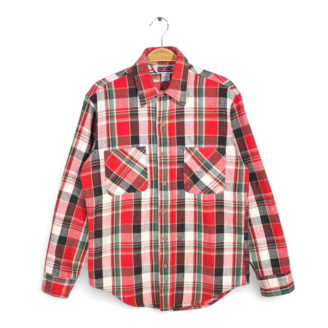 80s ビッグマック USA製 ヴィンテージ ネルシャツ 赤チェック ヘビーフランネル BIG MAC サイズS 古着 CA1550