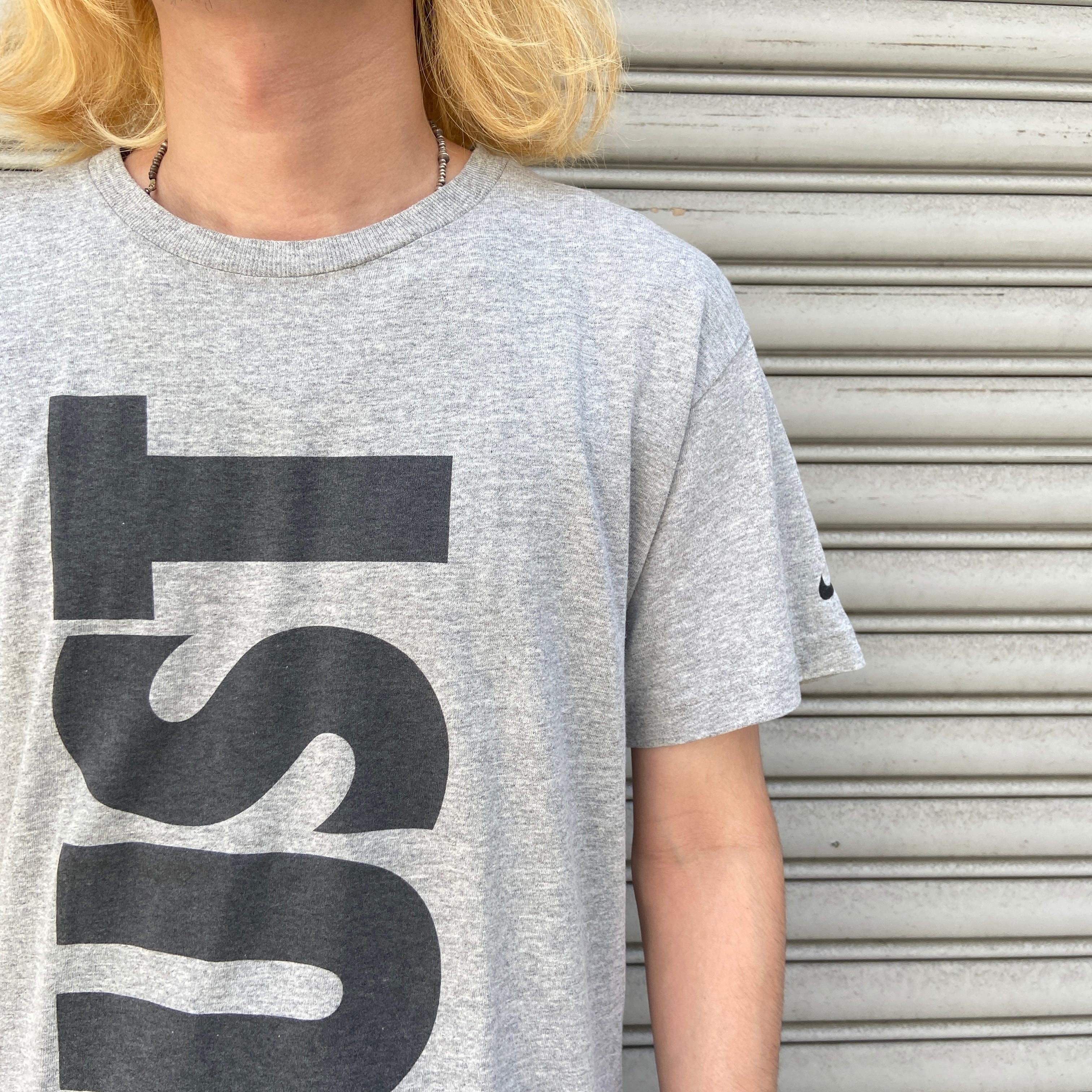 90s NIKE ナイキ 両面ロゴプリントTシャツ ビッグロゴ グレー L 90s NIKE ナイキ 両面ロゴプリントTシャツ ビッグロゴ グレー L