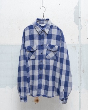 old "FIVE BROTHER" heavy flannel oversized plaid shirt / SIZE:3XL / Made In USA