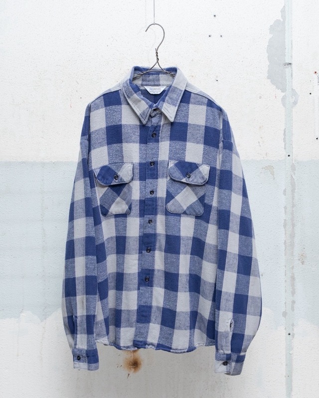 old "FIVE BROTHER" heavy flannel oversized plaid shirt / SIZE:3XL / Made In USA