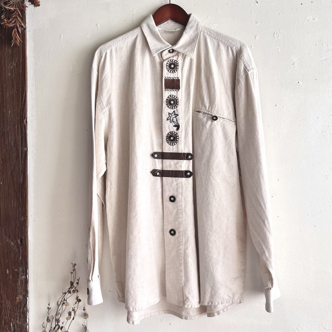 Euro linen mix tyrol shirt/リネン混・刺繍のチロルシャツ | MOTHER