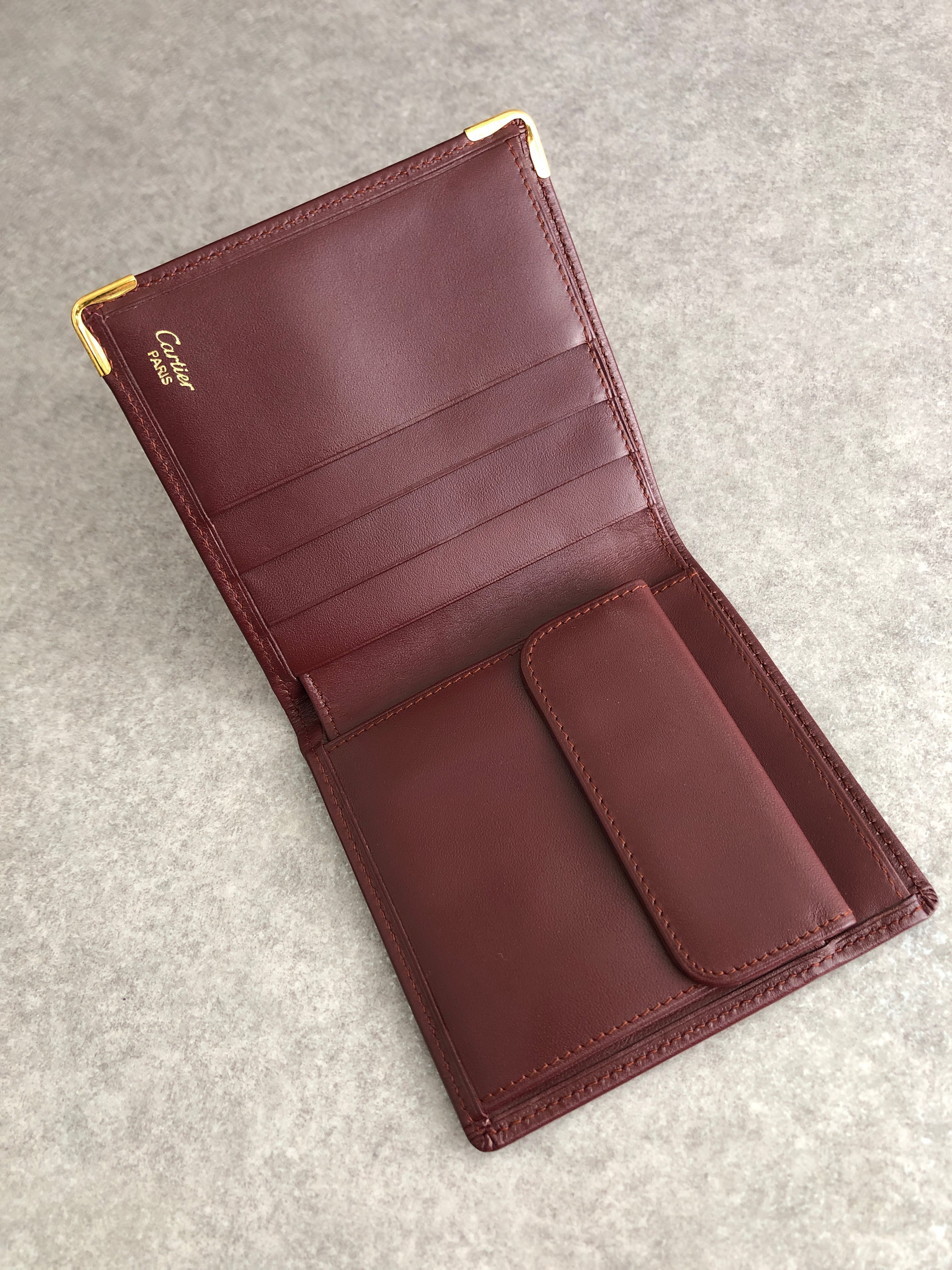 Cartier カルティエ マストライン 財布 ボルドー レザー 2つ折り
