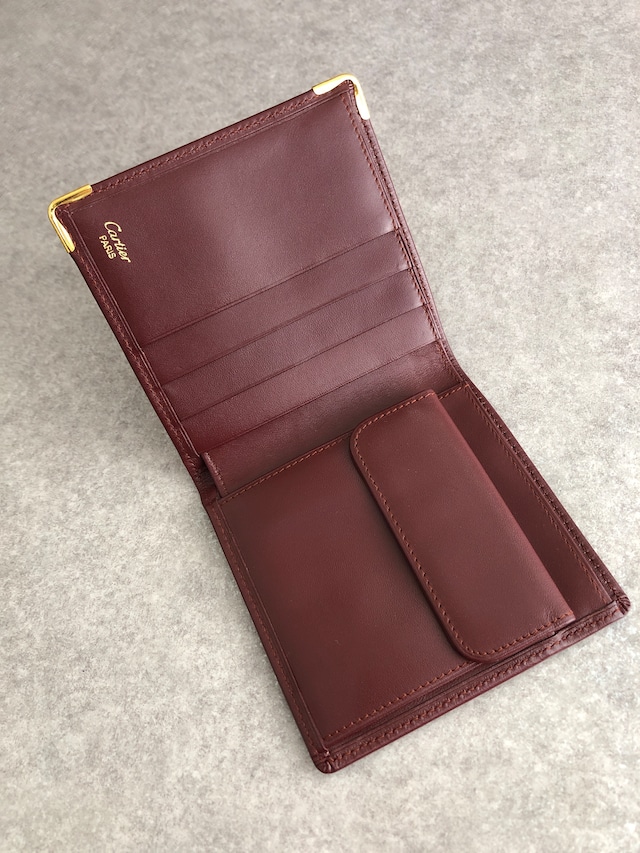Cartier カルティエ マストライン 財布 ボルドー レザー 2つ折り vintage ヴィンテージ オールド fs2inb