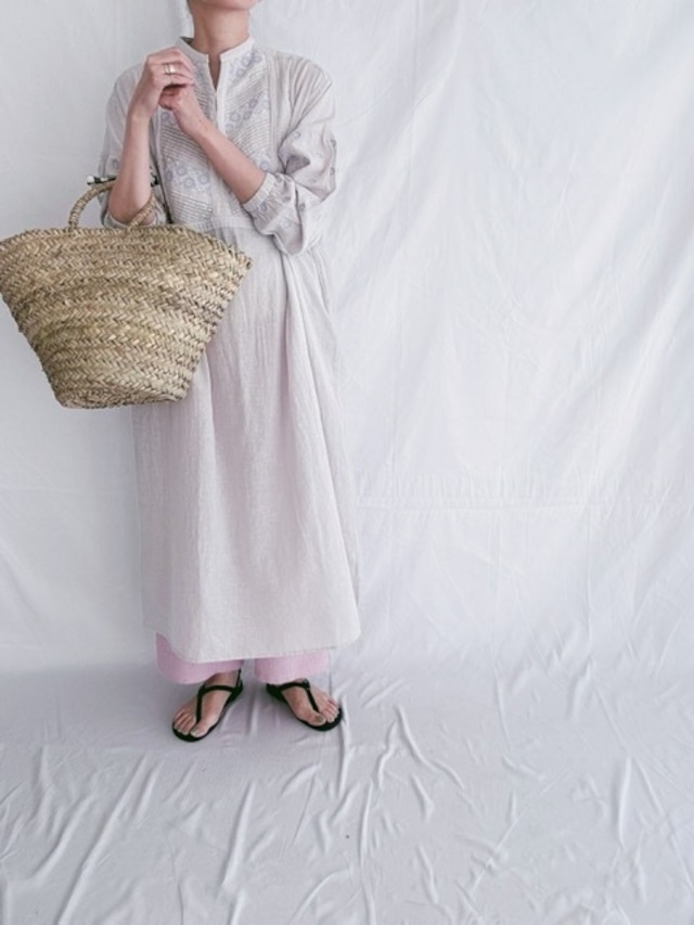 doux bleu / クロスステッチ刺繍ヨークワンピース