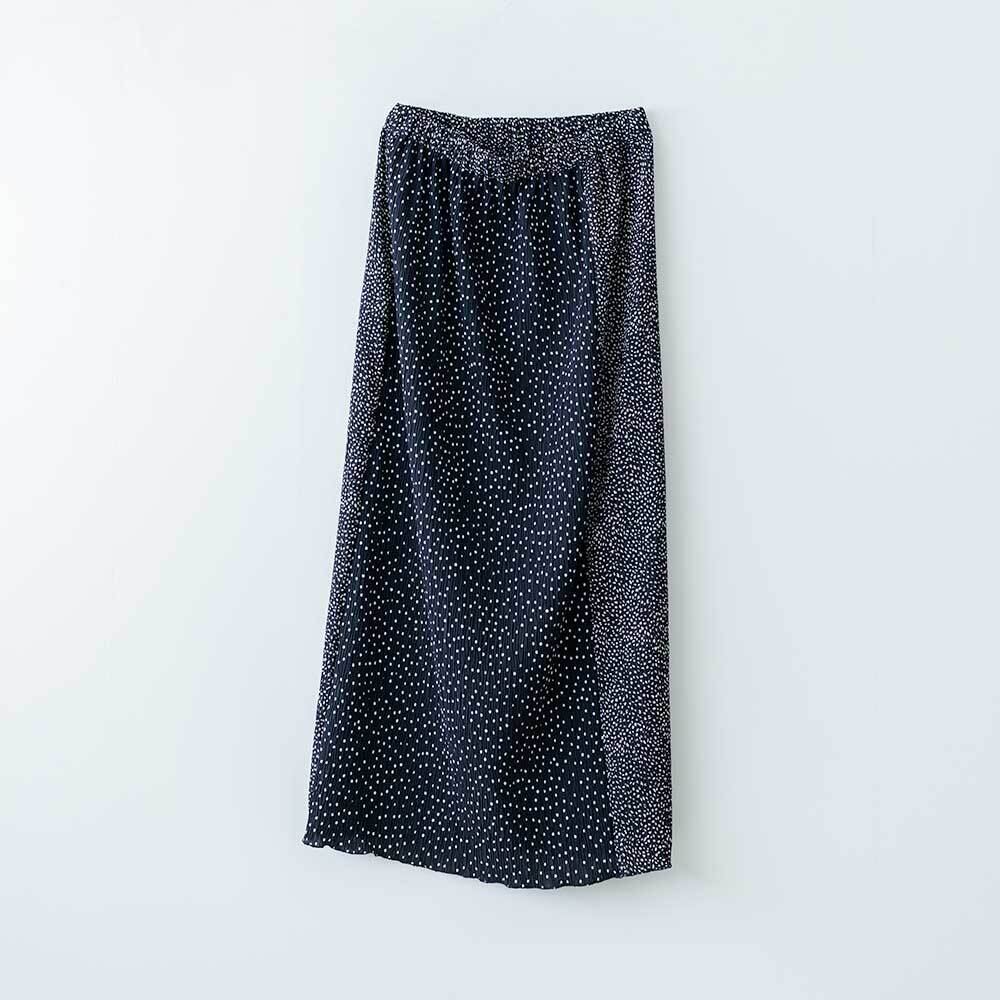 NOMBRE IMPAIR ドットコンビプリーツイージーロングスカート