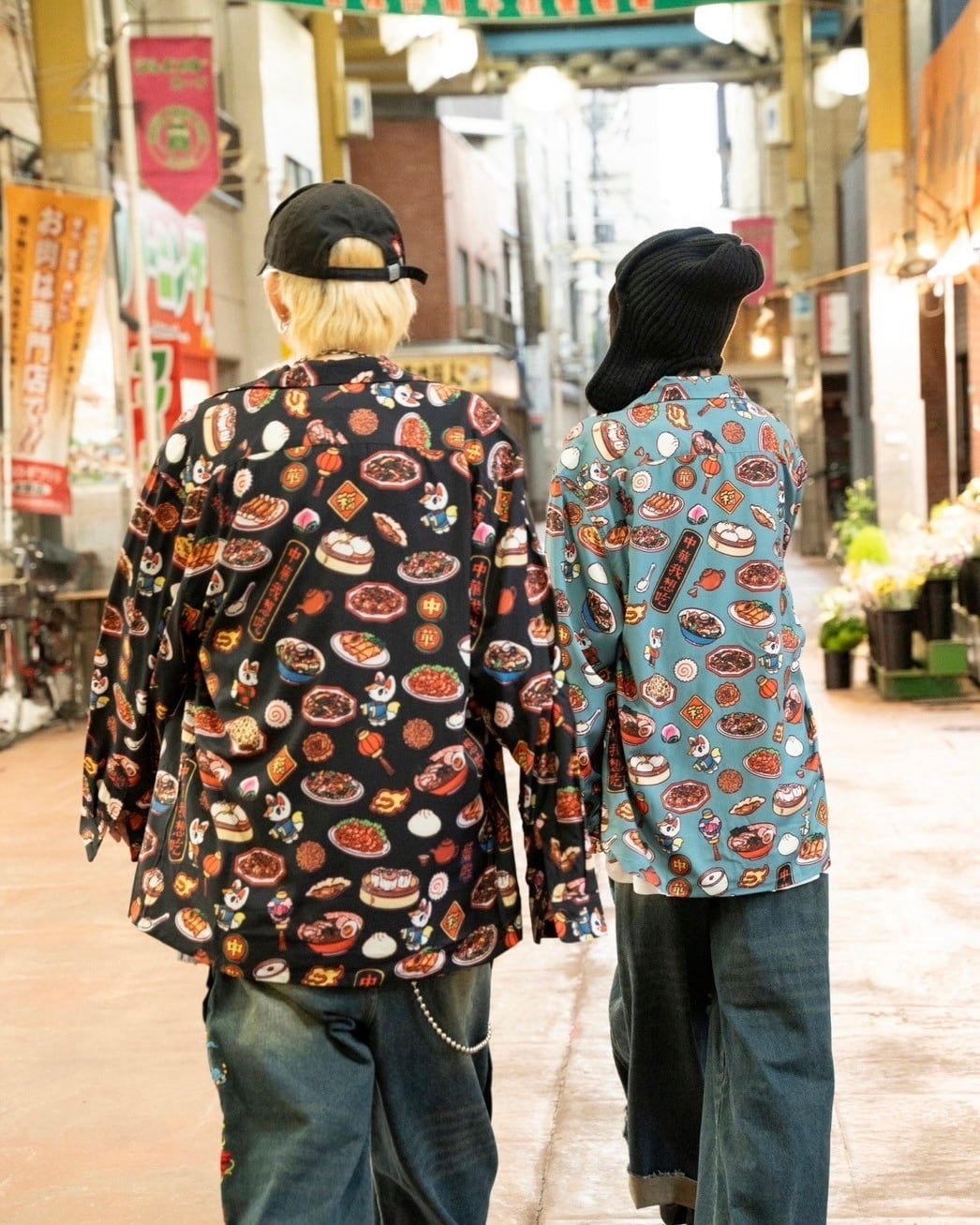 復活祭】中村杏子コラボ総柄長袖シャツ/Blue | チュウカタベタイ