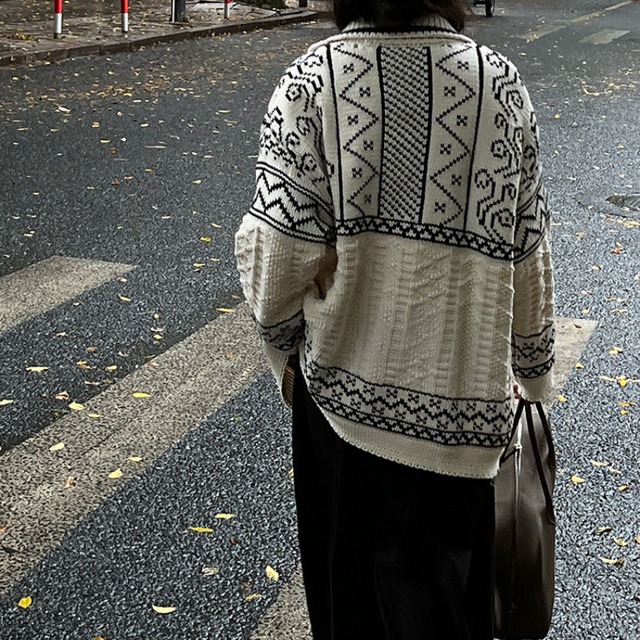 nordic knit cardigan　J00321