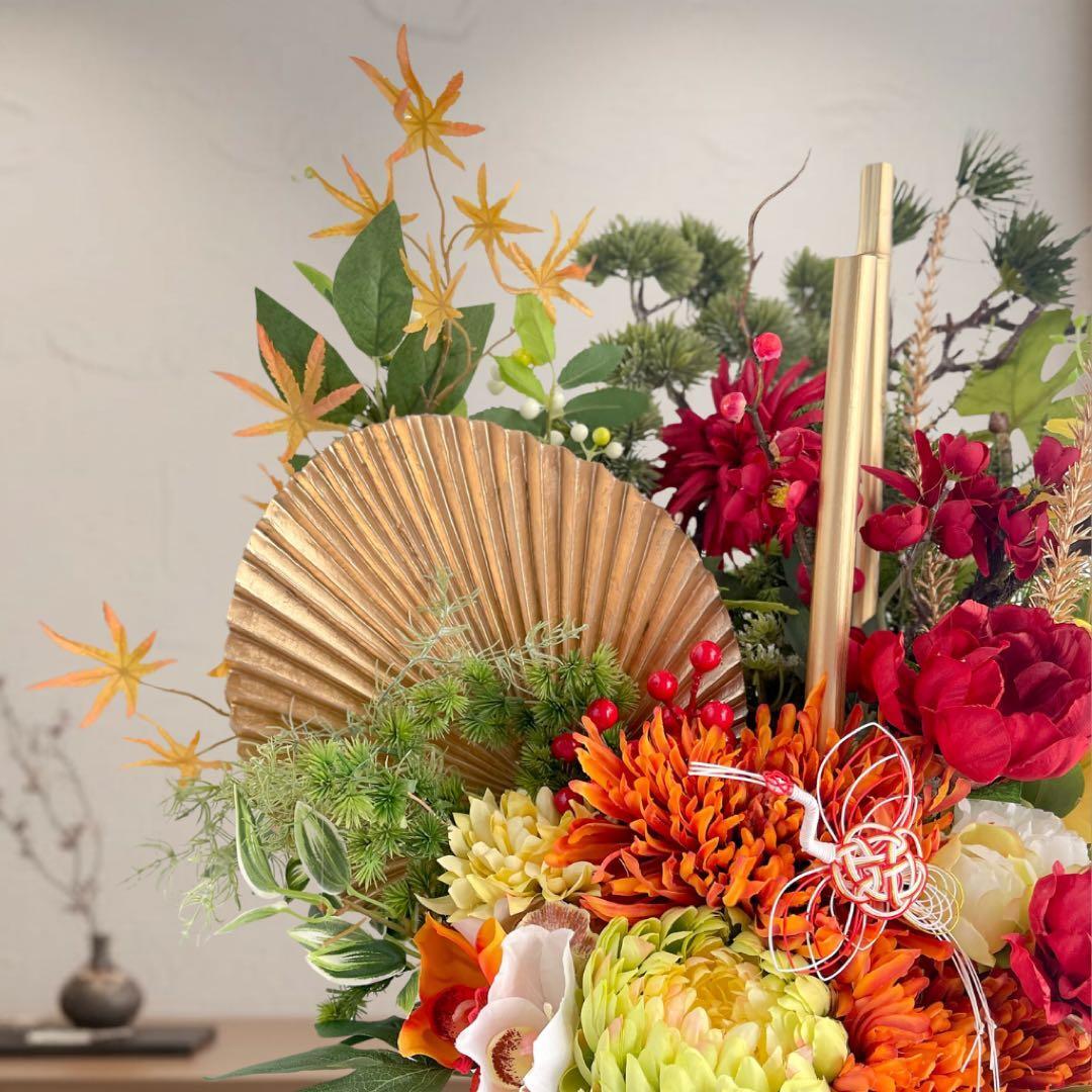 ⑥【特大70cm】豪華松竹梅アレンジメント／店舗・商業施設用・新年飾り