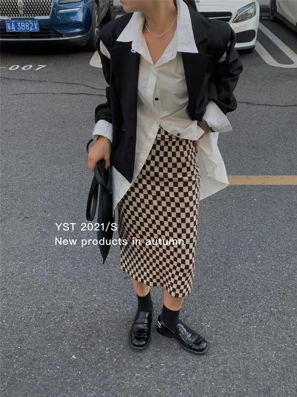 ブロックチェックタイトスカート　AJ11352-9212