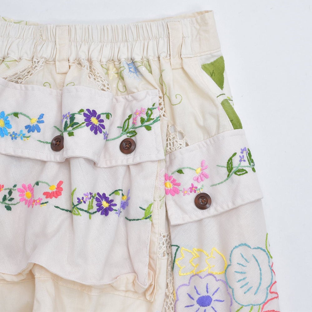 Remakeリメイク 再構築 パッチワーク&フラワー刺繍 デザイン