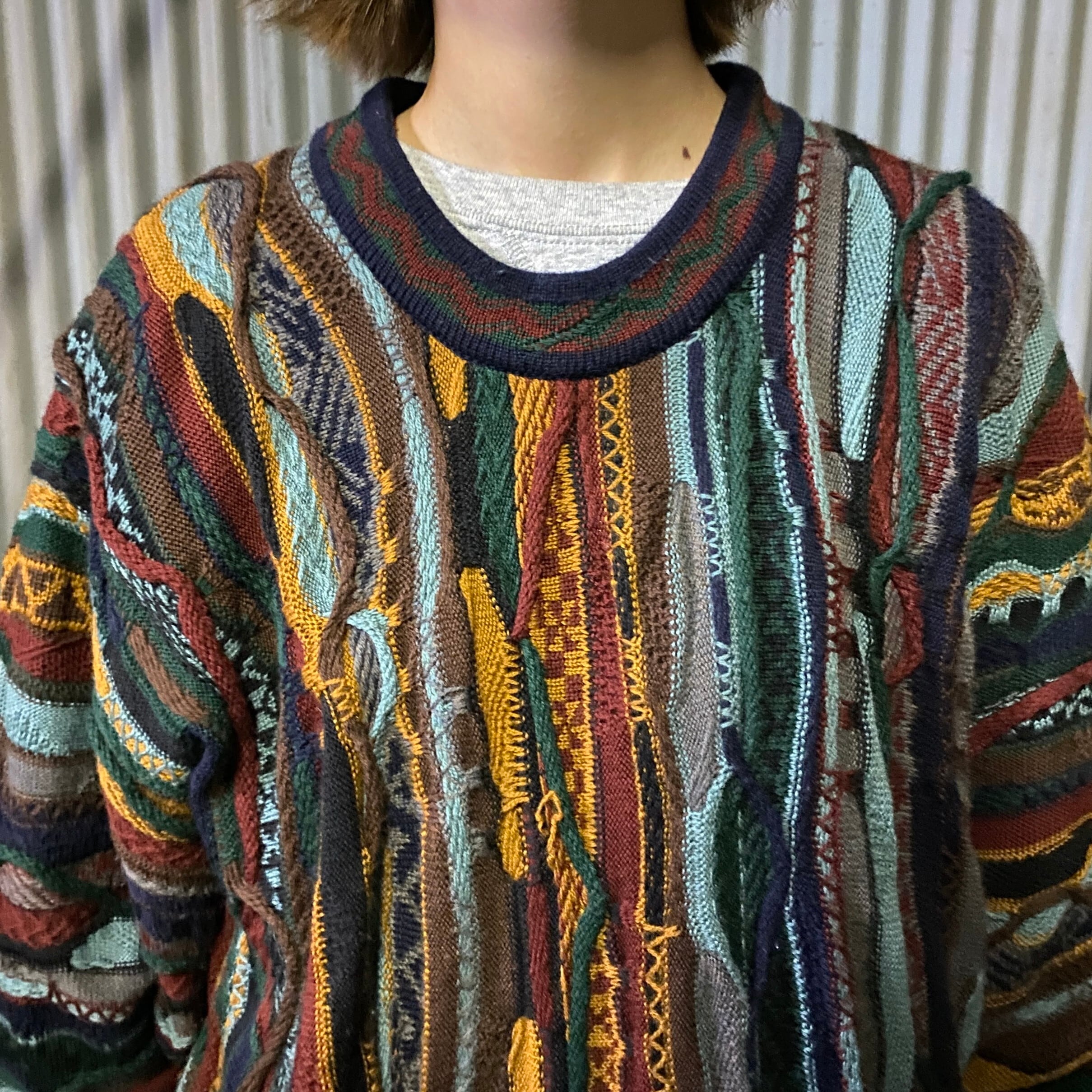 金庫通販 古着 クージー COOGI 3Dニット ボタンダウン M ニット