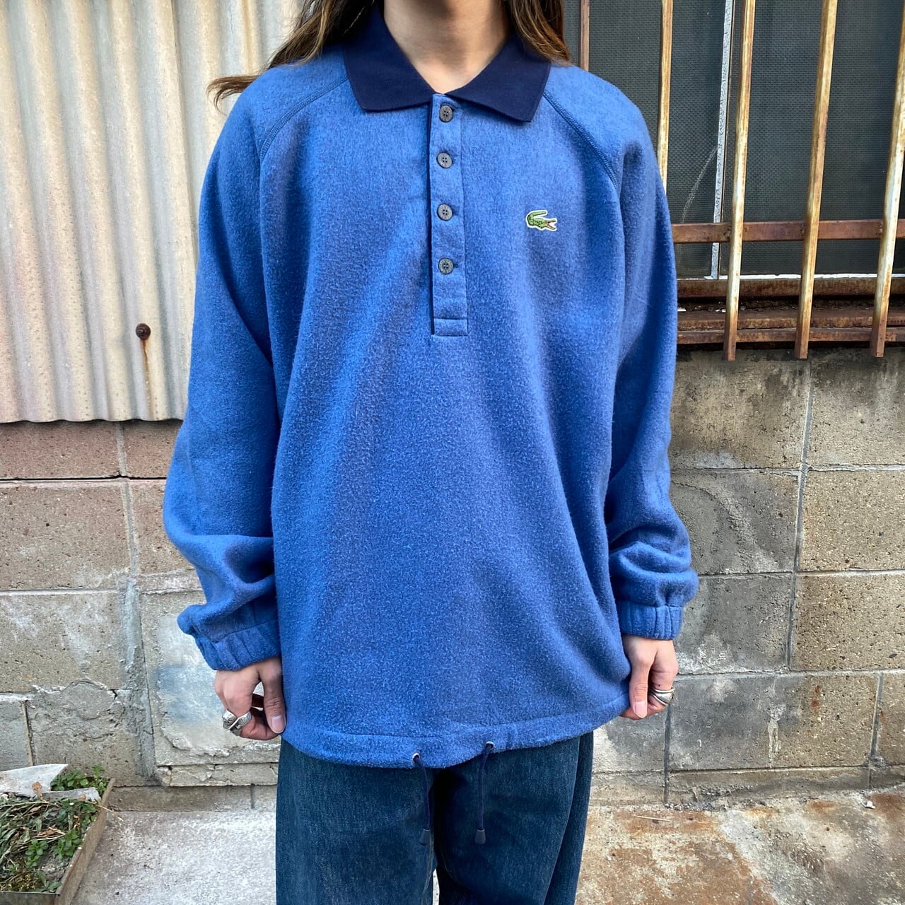 80年代 ビンテージ CHEMISE LACOSTE フレンチラコステ フリースプルオーバー ポロシャツ メンズXL相当 古着 80s ヴィンテージ  ライトブルー 水色【フリースジャケット】 | cave 古着屋【公式】古着通販サイト