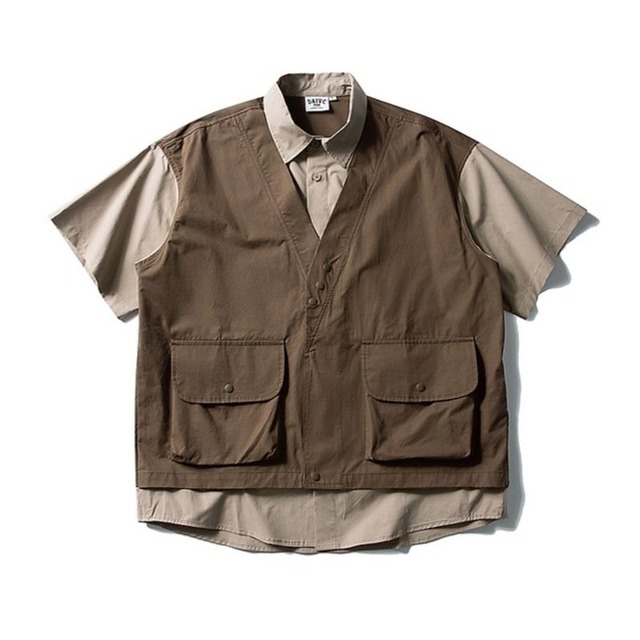 フェイクツーピースシャツ 2カラー A1102