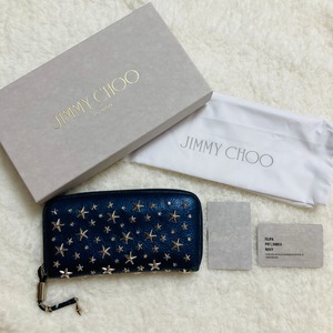 【Used】JIMMY CHOO スタースタッズ ラウンドファスナー 長財布
