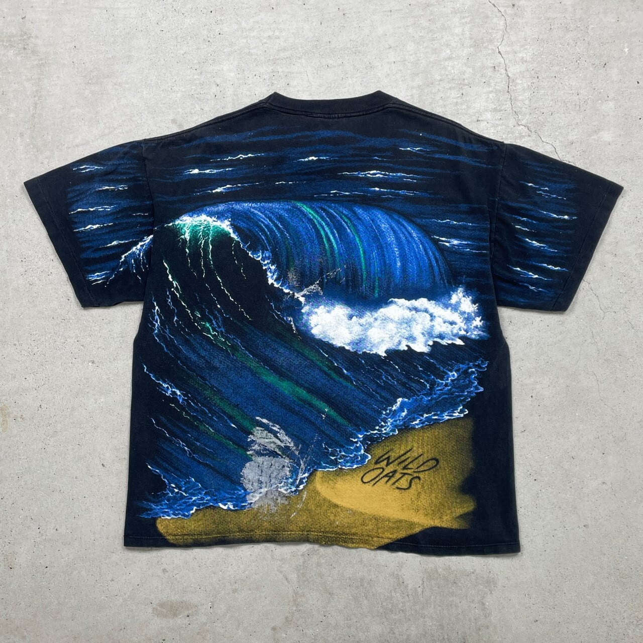 90年代 USA製 WILD OATS オールオーバープリントTシャツ 波 サーフ 